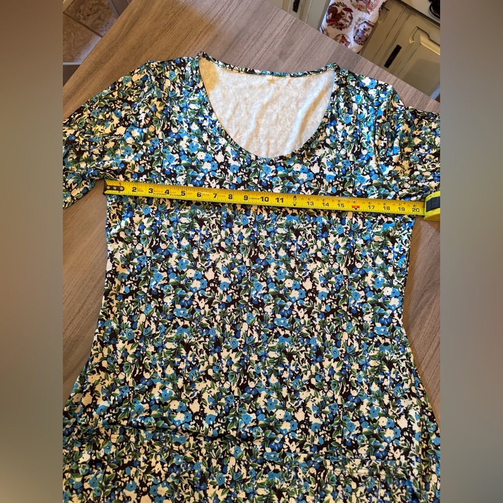 3 for $20–Floral Blue and Green Dress - Picture 2 of 4